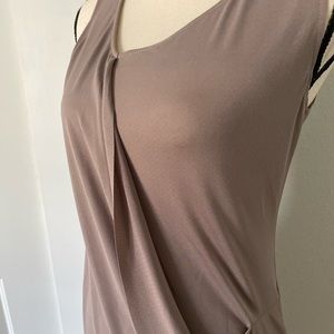 Bar III gray/putty colored drapped dress